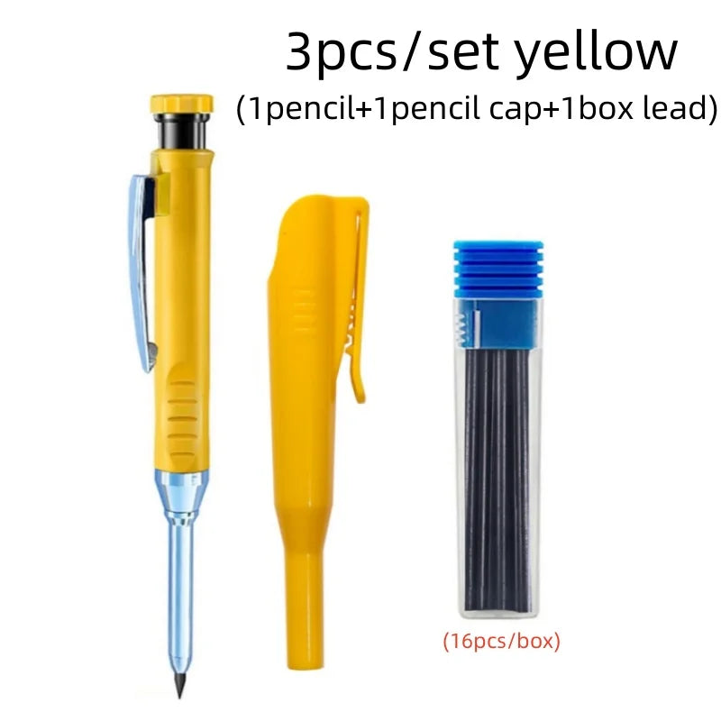 Solid Carpenter Pencils Set with 16Refills, 2.8mm Deep Hole Mechanical Pencil Marker Construction Pencils Woodworking Drafting Beauty World Shop