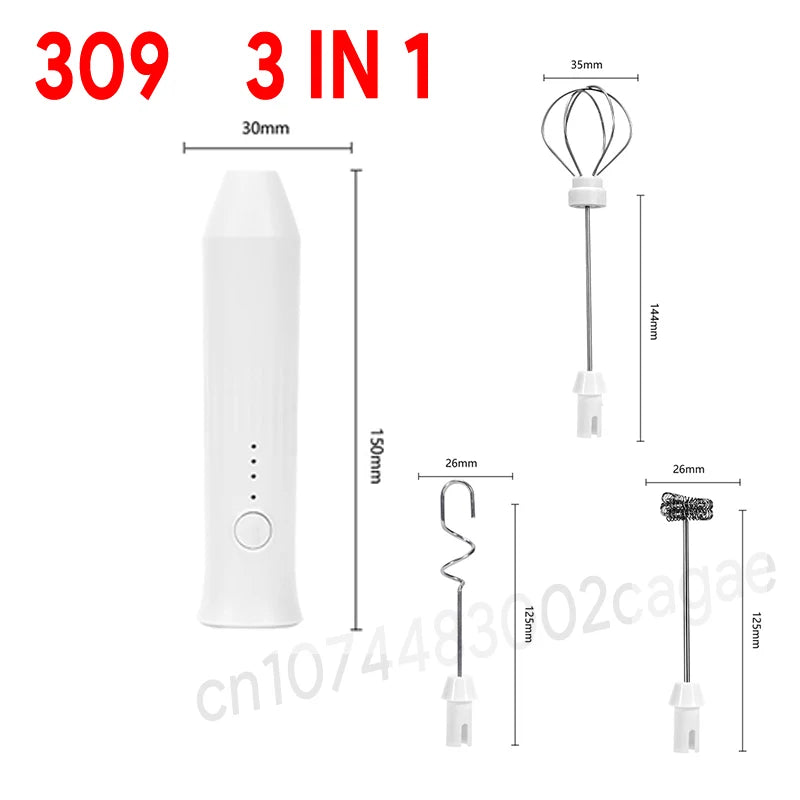UPGRADED Electric Coffee Frother/MILK Whisk+Egg Beater MINI Food Blender USB Rechargeable Handheld Three Speeds Espresso Tools Beauty World Shop