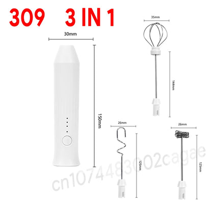 UPGRADED Electric Coffee Frother/MILK Whisk+Egg Beater MINI Food Blender USB Rechargeable Handheld Three Speeds Espresso Tools Beauty World Shop