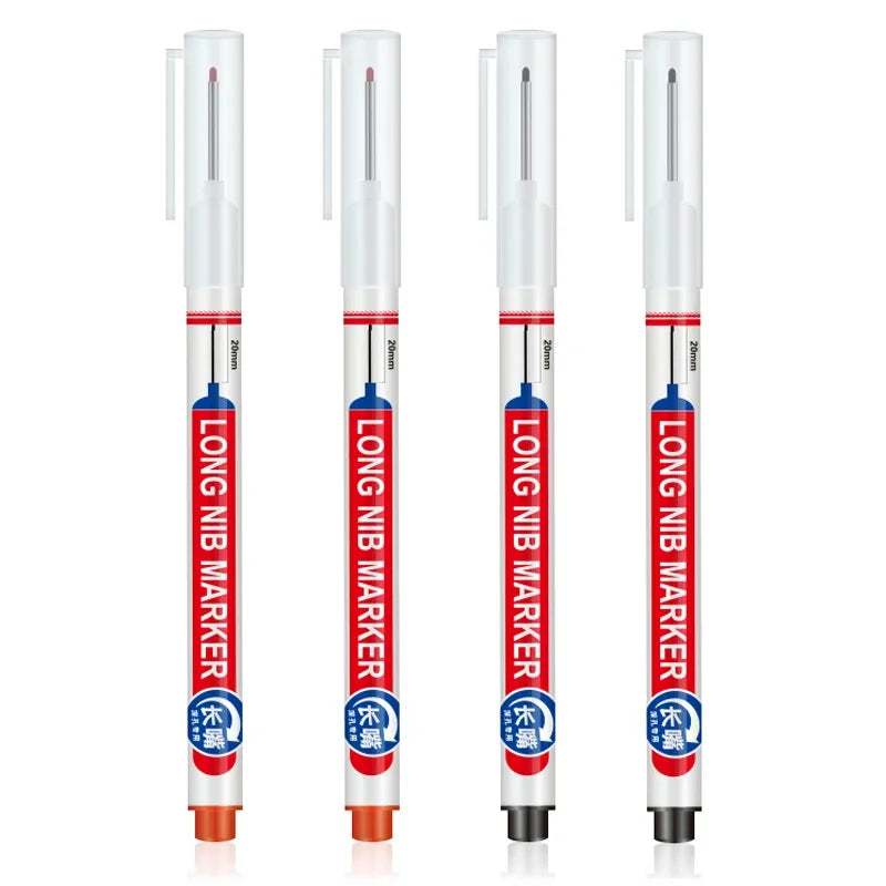 4Pcs/Set 20mm Deep Hole Long Nib Head Markers For Metal Perforating Pen Waterproof Bathroom Woodworking Decoration Multi-Purpose Beauty World Shop