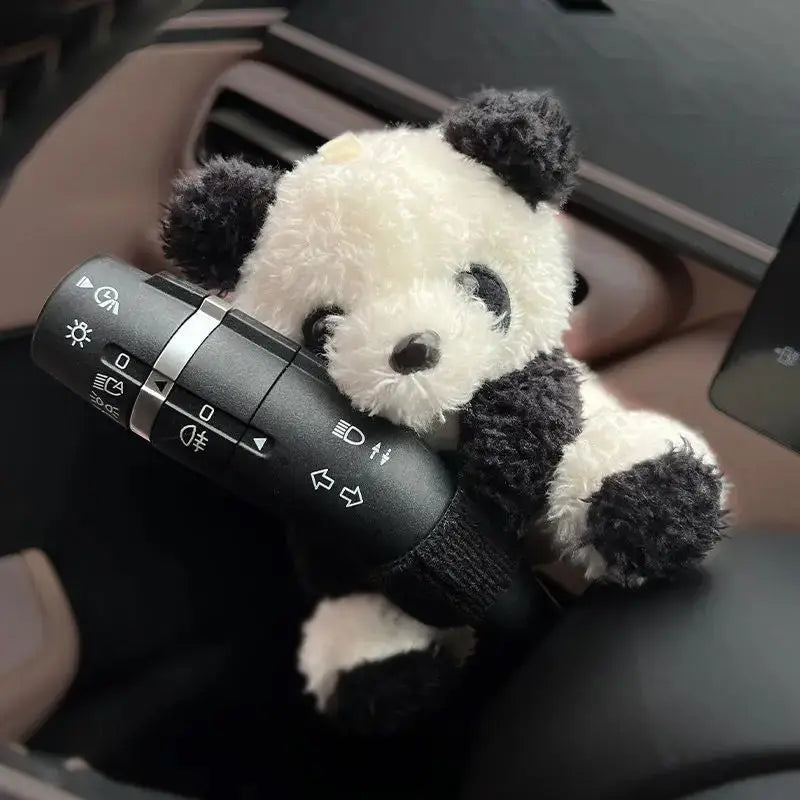Car Cute Bowknot Panda Wiper Turn Signal Switch Ornaments Plush Decor Auto Interior Accessories Beauty World Shop