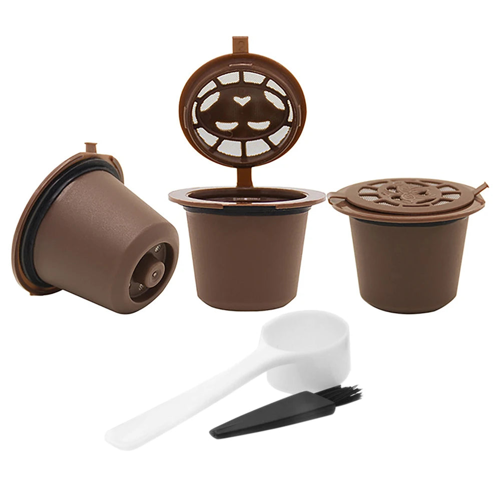 3pcs Refillable Reusable Coffee Capsule Filters for Nespresso Machine Beauty World Shop