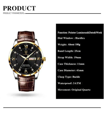 POEDAGAR Luxury Brand Men Watches Waterproof Luminous Leather Quartz Man Wristwatch Casual Sports Military Watch For Men relogio Beauty World Shop