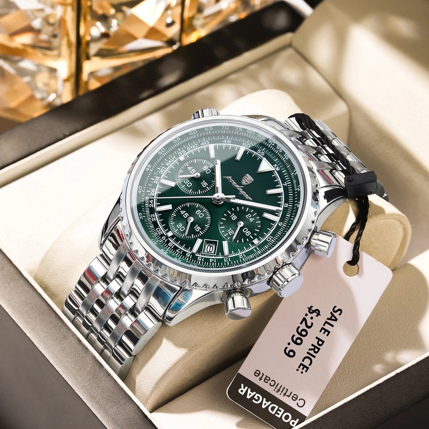 POEDAGAR Luxury Watches For Men Date Chronograph Stainless Steel Man Watch Waterproof Luminous Sport Military Men's Quartz Watch Beauty World Shop