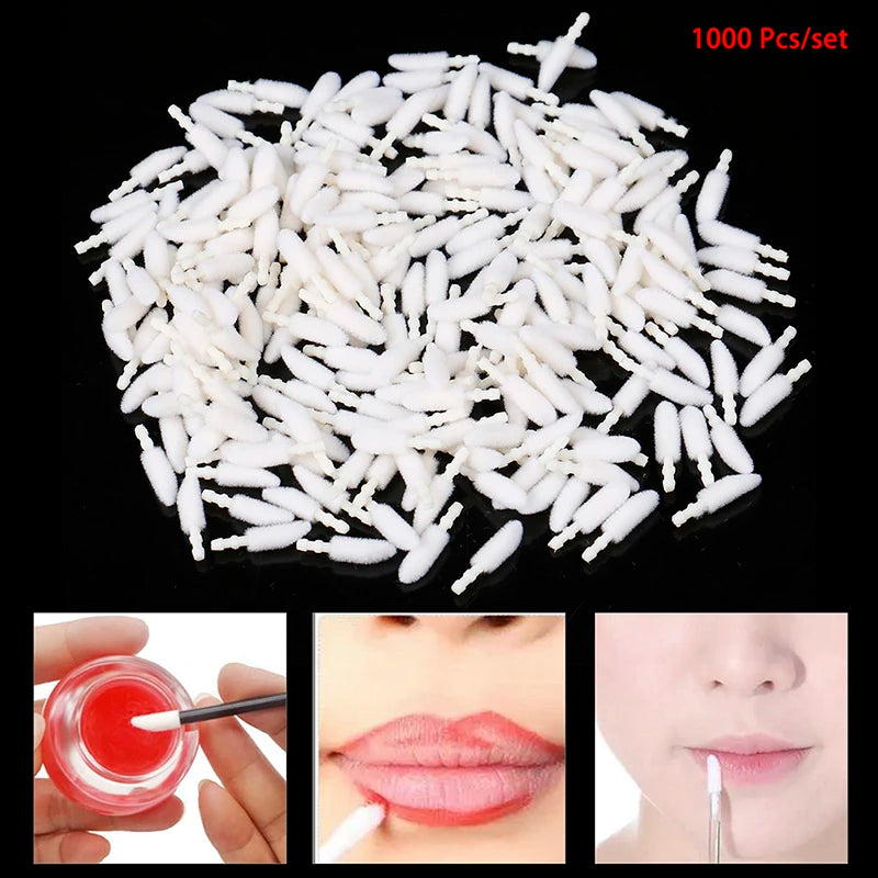 1000pcs Disposable Lip Brush Cotton Head Replacement Head for Lipstick Applicator Makeup Tool For Eyelashes Extension Beauty World Shop