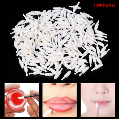 1000pcs Disposable Lip Brush Cotton Head Replacement Head for Lipstick Applicator Makeup Tool For Eyelashes Extension Beauty World Shop