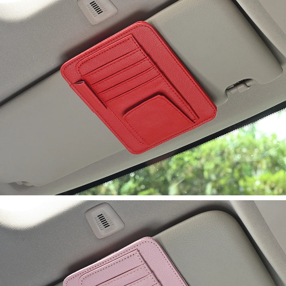 Car Sun Visor Organizer Multi-Pocket Business Card Storage Management Sunglasses Holder Visor Accessories Auto Interior Beauty World Shop