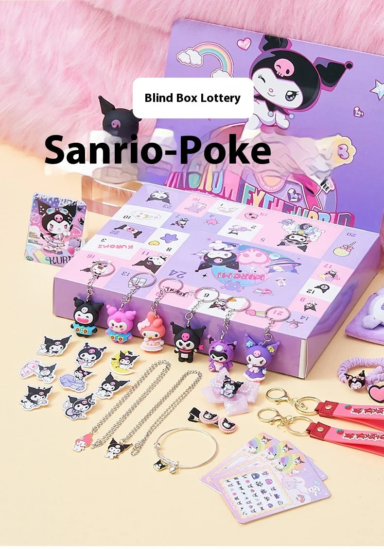 Cute Kuromi Cinnamoroll Melody Christmas Advent Calendar Kawaii Random Figure Ornament Anime Cartoon Keychain Kids Toy Gift Beauty World Shop