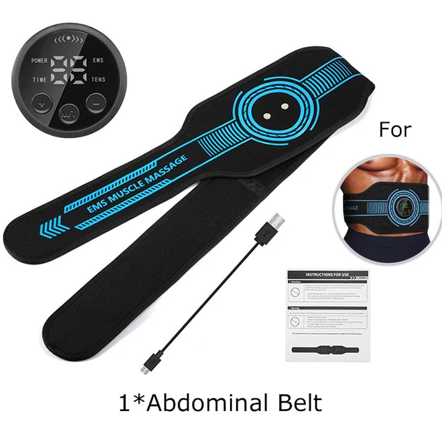 EMS Muscle Stimulation Belt Electric ABS Stimulator Trainer EMS Abdominal Exerciser Toning Belts Arm Leg Back Fitness Massager Beauty World Shop