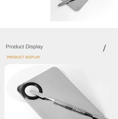 Makeup Mixing Palette Upgrad Stainless Steel Metal Mixing Tray with Spatula Artist Tool for Mixing Foundation Nail-Art