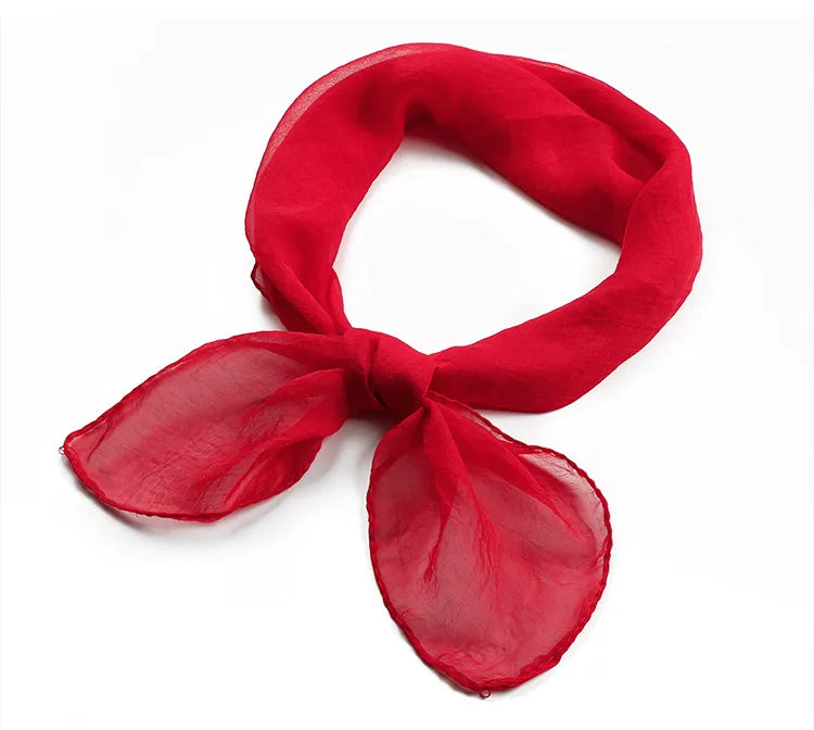 New 70X70cm Simulation Silk Scarves Women's Versatile Small Square Solid Chiffon Scarf Gauze Scarf Party Gift Beauty World Shop