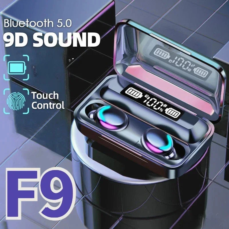 F9 Bluetooth Headphones 9D Stereo High Bass Sport Earphones Touch Control TWS Wireless Earbuds Waterproof Handsfree Headset Beauty World Shop