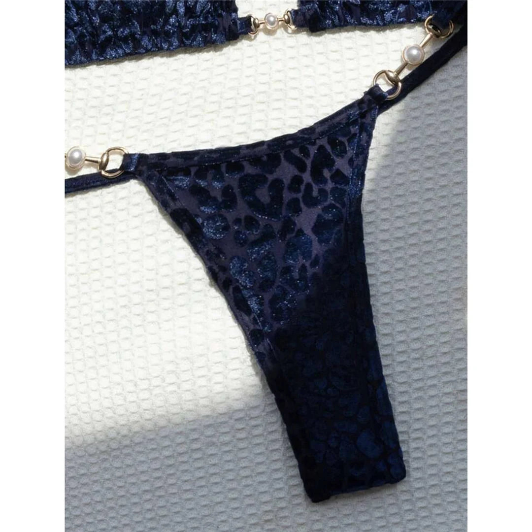 S- XL Leopard Halter Mini Micro Thong Bikini Women Swimwear Female Swimsuit Two-pieces Bikini set Bather Bathing Suit Swim V5207 Beauty World Shop