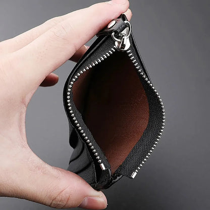 Mini Credit Card Wallet Id Card Holder Men's Small Wallet Thin Sleeve Zipper Short Coin Wallet Beauty World Shop