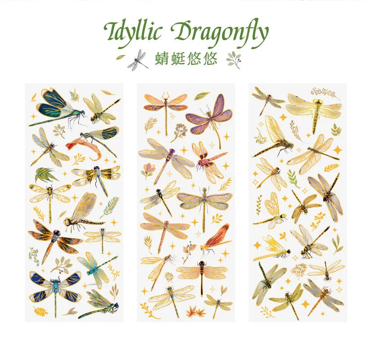 3pcs Kawaii Feather Dragonfly Bird Jellyfish Decorative Stickers Pack Scrapbooking Material Label Diary Phone Journal Planner Beauty World Shop
