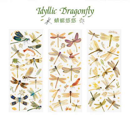 3pcs Kawaii Feather Dragonfly Bird Jellyfish Decorative Stickers Pack Scrapbooking Material Label Diary Phone Journal Planner Beauty World Shop
