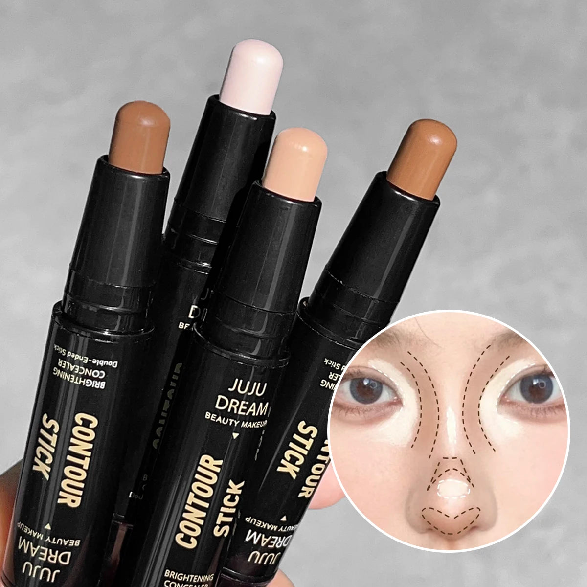 Dual-ended contour stick, facial foundation, concealer, long-lasting dark circles, correcting contour concealer, makeup Beauty World Shop