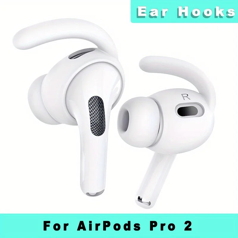 Anti-Slip Silicone Ear Hooks for AirPods Pro 2 | Soft Grip Sporty Eartips, Sweatproof Gym Running Workout Headphones Accessories