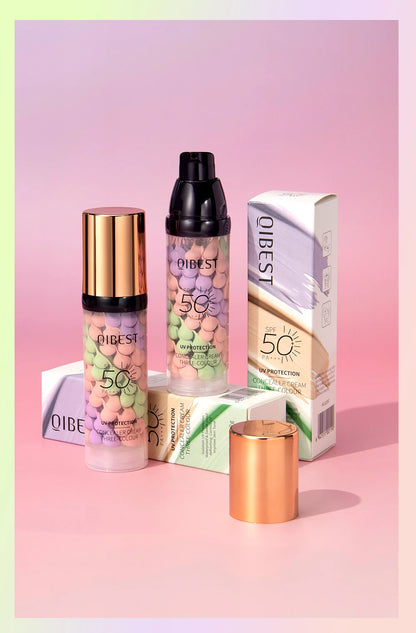 Qibest Three Color Press Release Cream Concealer Isolate Makeup Facial Base Brightening Cream Liquid Concealer Face Primer