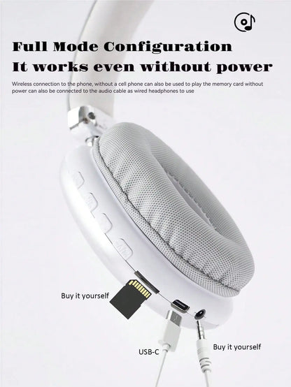 Bluetooth Headphones Over Ear Wireless Headset HiFi Music Gaming Comfortable Mic for iPhone Android PC Silver Beauty World Shop