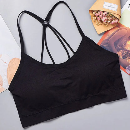 Sports underwear Women Yoga Fitness Seamless Crop Top Wide Letter Straps Comfortable Workout Activewear Beauty World Shop
