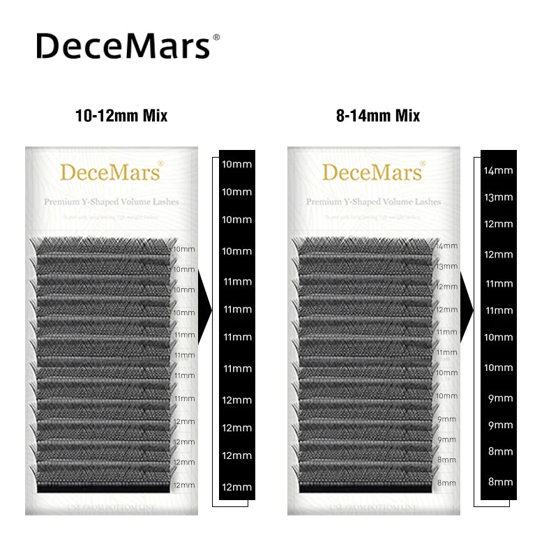 DeceMars YY Shape Black Brown Eyelashes Extensions Two Tip Lashes C/D Curl High Quality Idividual Beauty World Shop