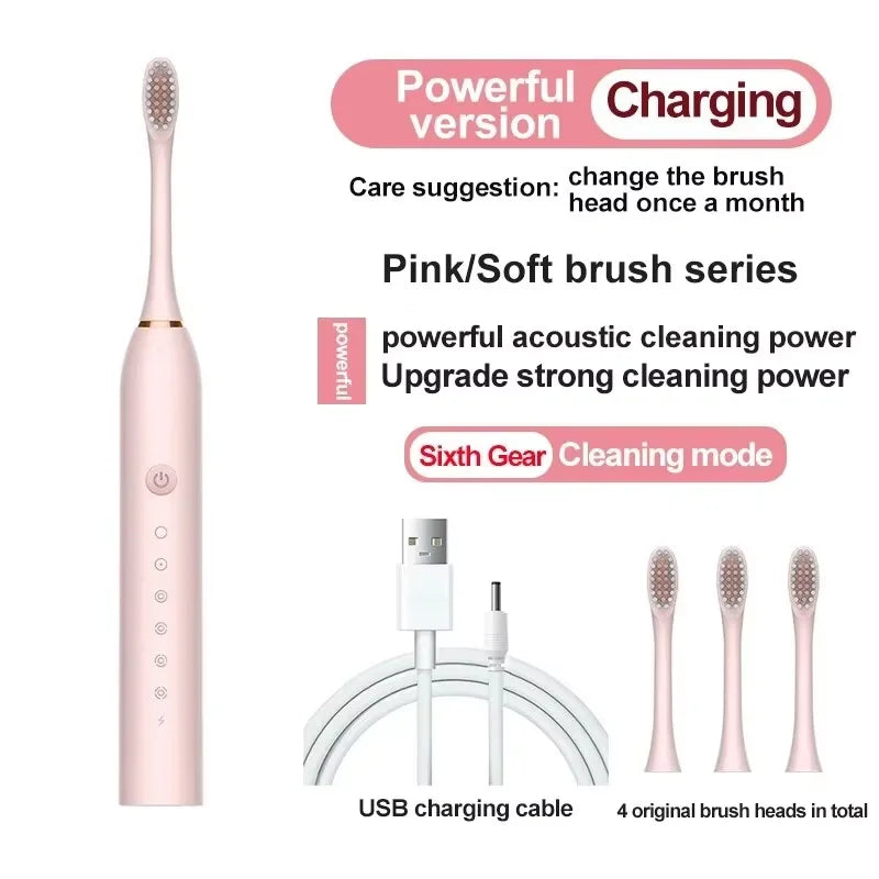 Six-Speed Automatic Electric Toothbrush Adult & Children's Universal Soft Bristle Charging Smart Toothbrush for All Ages Beauty World Shop