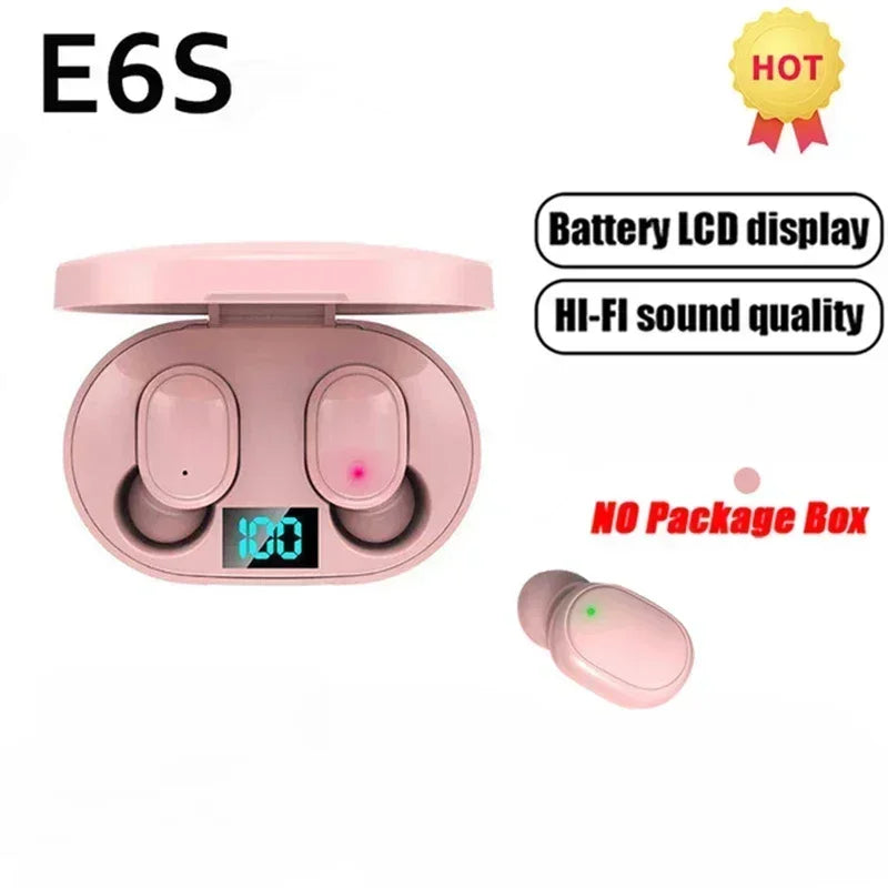 E6S Wireless Bluetooth Earphones TWS Bluetooth Headset Wireless Earbuds Noise Cancelling Earphones with Microphone Headphones Beauty World Shop