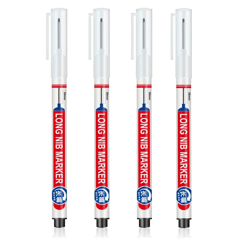 4Pcs/Set 20mm Deep Hole Long Nib Head Markers For Metal Perforating Pen Waterproof Bathroom Woodworking Decoration Multi-Purpose Beauty World Shop