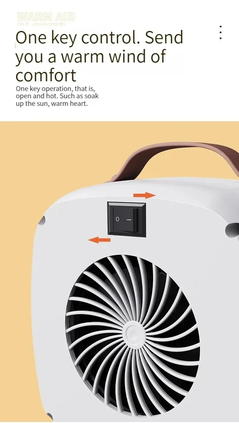 Portable Electric Heater Small Space 500W Fast Heating Lightweight Desktop Warm Air Heater Indoor Office Warmer Fan