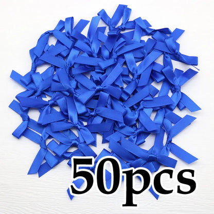 (50 Pcs) 4*4cm Colourful Ribbon Bows Small Size Polyester Satin Ribbon Bow Flower DIY Craft Decoration Beauty World Shop