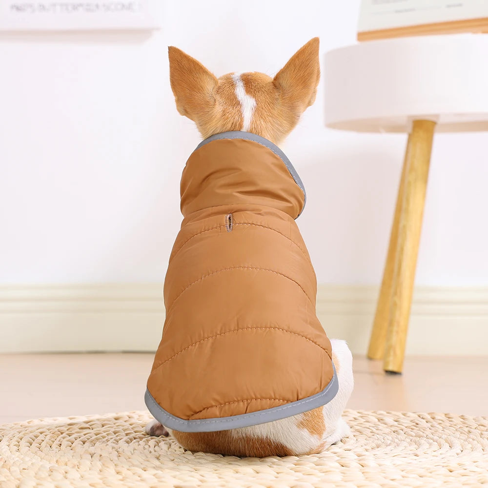 Reflective Pet Jacket With Leash Hole Reversible Waterproof Dog Outfits For Small Medium Dogs Cat Warm Chihuahua Vest For Winter