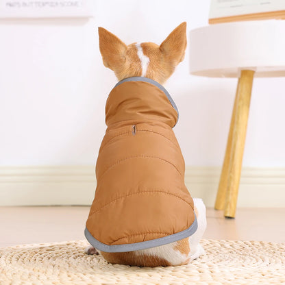Reflective Pet Jacket With Leash Hole Reversible Waterproof Dog Outfits For Small Medium Dogs Cat Warm Chihuahua Vest For Winter