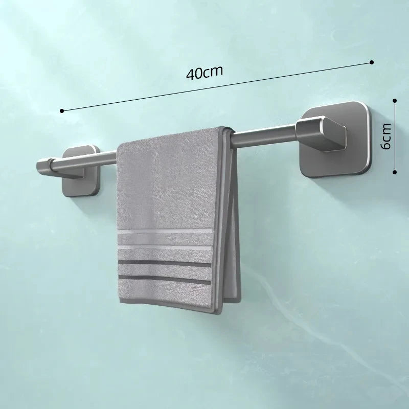 Non perforated suction cup wall mounted towel rack, bathroom storage rack, bathroom horizontal bar towel rack Beauty World Shop