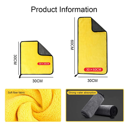 Car Wash Microfiber Towel 30x30/60CM Car Cleaning Drying Cloth Hemming Car Care Cloth Detailing Car Wash Towel Beauty Fashion