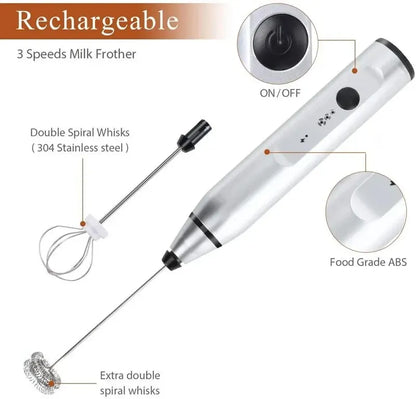 Portable Electric Milk Frothers Handheld Blender USB Mini Coffee Maker Whisk Mixer Cappuccino Cream Egg Beater Food Blender Beauty World Shop