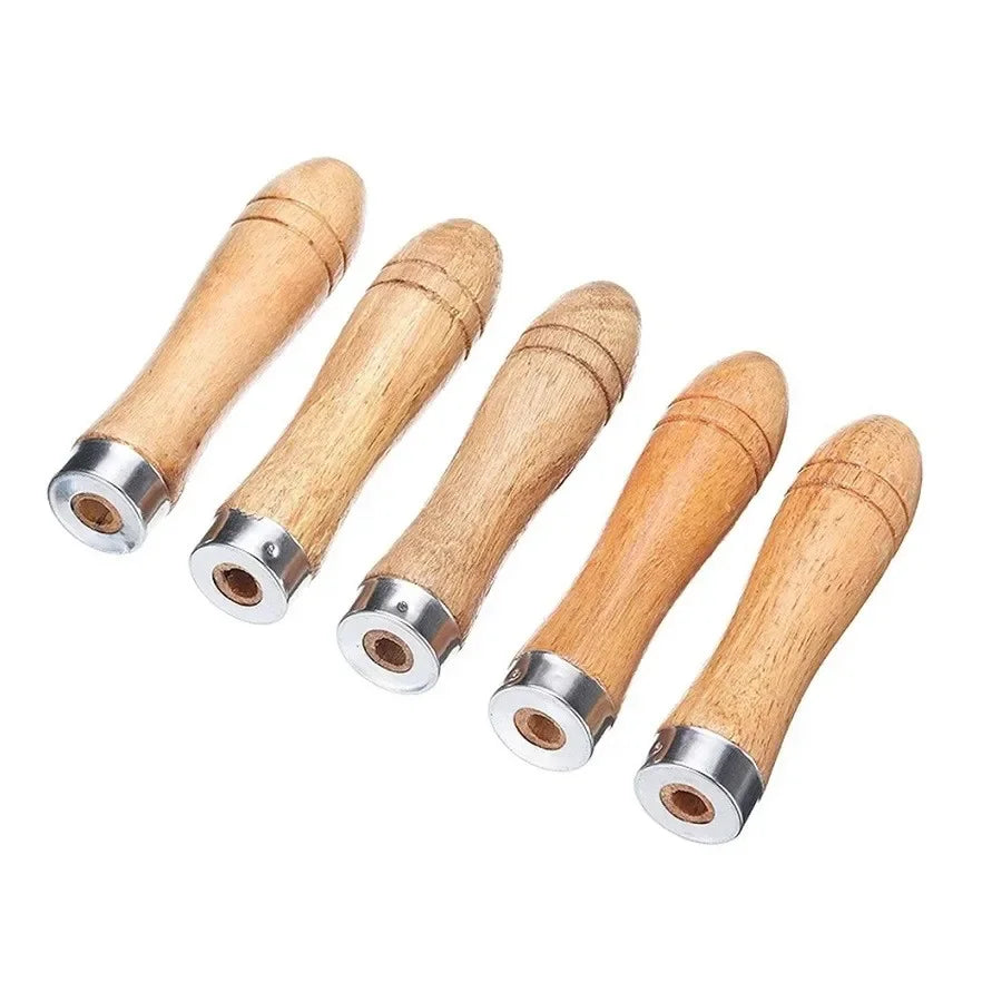 5pcs/set Wooden File Handle Replacement For Metal File,wood Rasp,screwdrivers,hand Drills For File Craft Tool Length 9cm Hole Beauty Trend Shop
