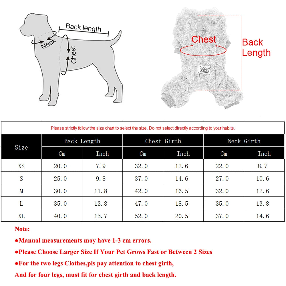 Soft Dog Clothes For Winter Warm Puppy Jumpsuit With D-ring Flannel Fleece Pets Sweater For Small Medium Dogs Yorkshire Pug Coat