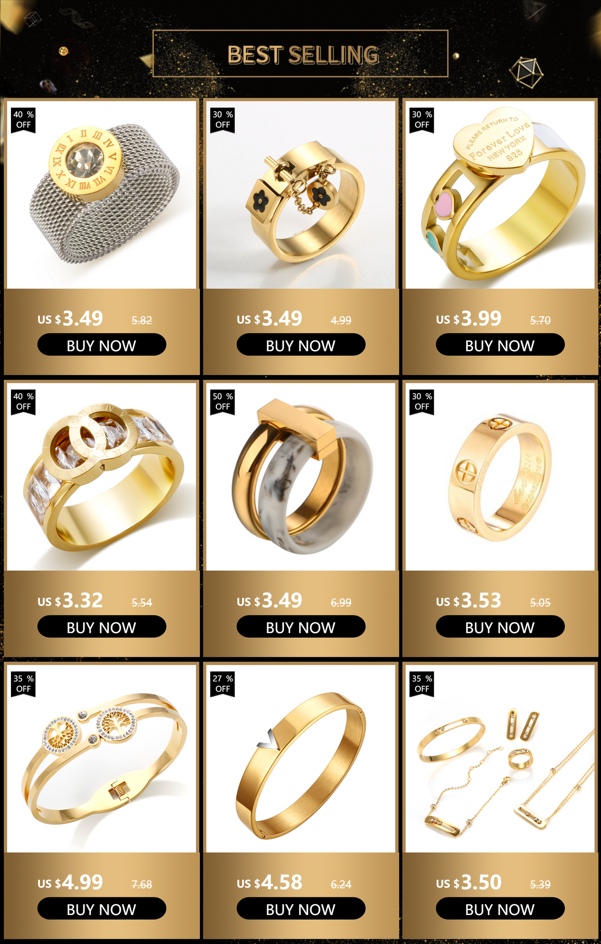 Three Layers Roman Numerals Ring for Women Luxury Stainless Steel Rotatable Crystal Finger Rings Female Wedding Trendy Jewelry Beauty World Shop