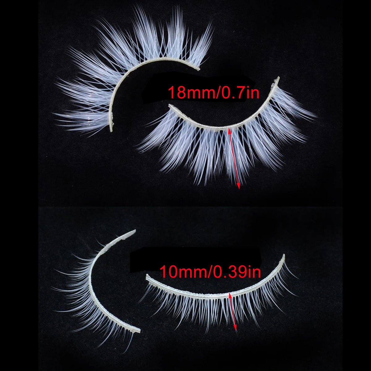 2 Pairs/cas 3D White Eyelashes Clear Band Snow Color Eye Lashes Cosplay Halloween Manga Lashes Makeup Up and Lower Bottom Lashes Beauty World Shop