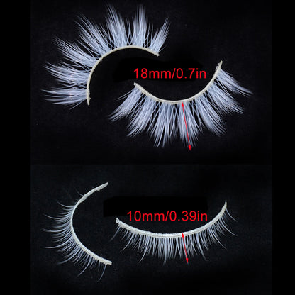 2 Pairs/cas 3D White Eyelashes Clear Band Snow Color Eye Lashes Cosplay Halloween Manga Lashes Makeup Up and Lower Bottom Lashes Beauty World Shop