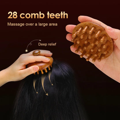 Sandalwood Massage Comb Finger Ring Comb Head Meridian Comb Scalp Massager Anti-Static Wooden Brush Guasha Tool for Full Body Beauty World Shop