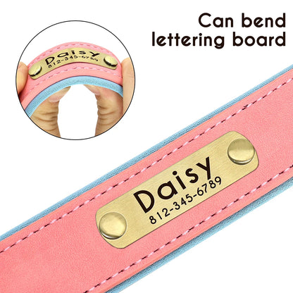 Customized Leather Dog Collar Leash Set Soft Padded Leather Collar For Small Medium Large Dogs With Free Engraved Nameplate Beauty World Shop