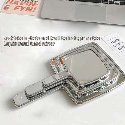 Electroplated Handle Makeup Mirrors Beauty Portable Round Hand Square Hand S/M/L Make Up Mirror Beauty World Shop