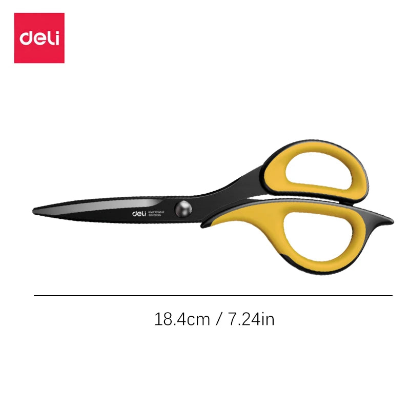 Deli-Stainless Steel Anti-Stick Scissors, Alloy Stationery, School Supplies, Office, Student, DIY, Hand Craft, 184mm Beauty World Shop