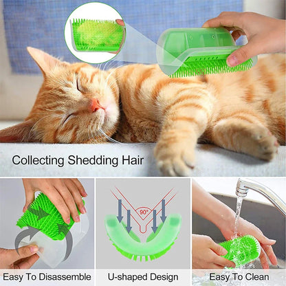 Cat Corner Brush Comb Massager for Cat Arch Plastic Scratcher Remove Hair Comb Grooming with Catnip Cat Self Cleaning Cat Supply Beauty World Shop