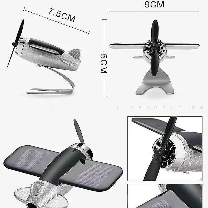 Solar Airplane Creative Men's Car Decoration Car Interior Accessories Desktop Ornament Gift For Woman, Man, Car Enthusiast Beauty Fashion