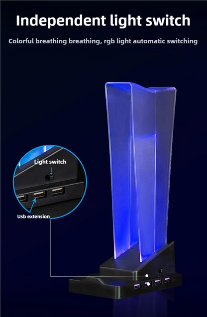 ITLY A12 RGB-Illuminated Transparent Gaming Headset Stand with LED Display, Phone Holder & Organizer Headphone Stand