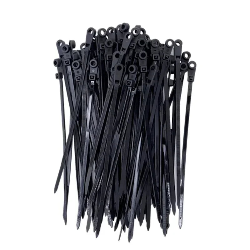 500/100PCS Screw Hole Cable Ties Reusable Fixed Nylon Cable Ties Self-locking Cord Ties Straps Fastening Loop Office Organizer Beauty World Shop