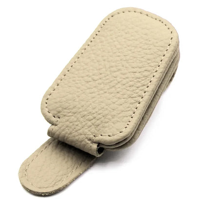 Car Sunglasses Holder Sun Visor Sunglasses Clip Cowhide Glasses Case Mount Auto Styling Ticket Card Clip Interior Accessories Beauty World Shop